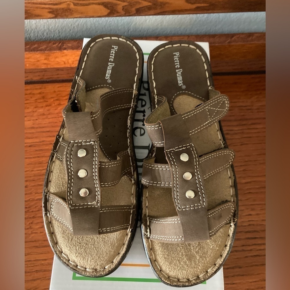 New Pierre Dumas Tan Brown Sandals Bianca Sz 7